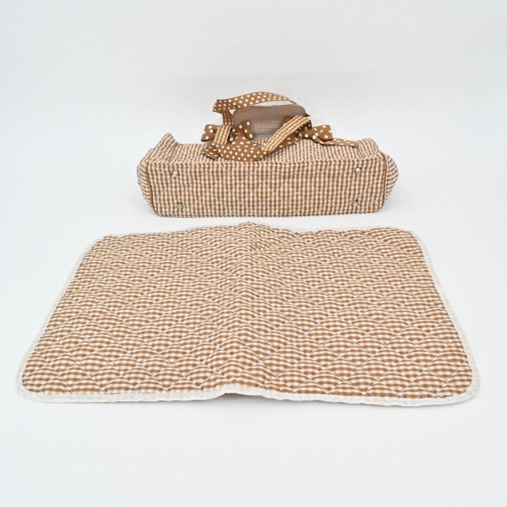 VTG 90s Y2k Deadstock Gingham Polka Dot Quilted Diaper Bag Changing Pad Set - Picture 7 of 9